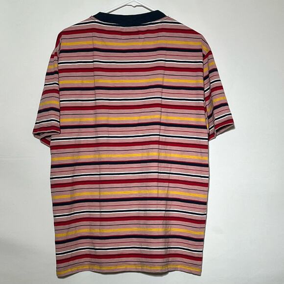 SOLD Sleeve Pullover Popart Striped Logo T Shirt Dark Red Mens Size Large - Picture 6 of 9